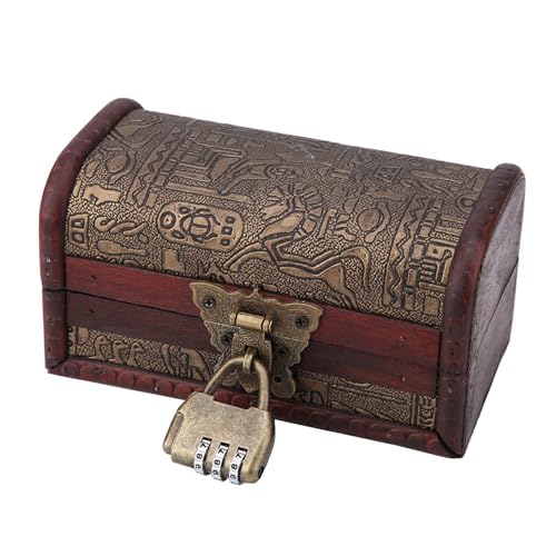 Cocoarm Holzschmuck Aufbewahrungsbox Vintage Europäischer Klassischer Schmuck Organizer mit Passwortschloss für Armbandohrringe Halskette Brosche Haarclip (Kleine Trompete mit Passwortsperrung) von Cocoarm