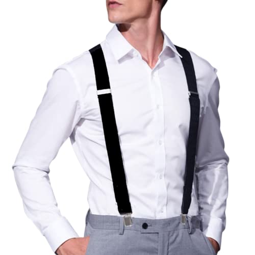 Cocoarm Hosenträger für Herren Breit Extra Starken 5 cm Elastisch und Verstellbar mit 4er Clips X Form lange Suspenders für Männer und Damen Hose X Form von Cocoarm