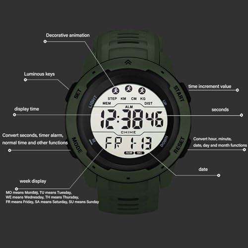 Cocoarm Muritifunktionales Multifunktionaler Sportzeit -Zeitraum Rangliste Lumines Outdoor mit Synchronisationsfunktion für Männer und Studenten (Black) von Cocoarm