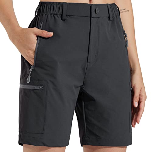 Cocoarm Sportliche Shorts Damen Lässige Shorts Atmungsaktiv Schnell Trocknend UPF 50+ Sonnenschutz-Shorts mit Taschen für Wandern, Camping, Reisen, Outdoor, Elastischer Bund, (M-Schwarz) von Cocoarm