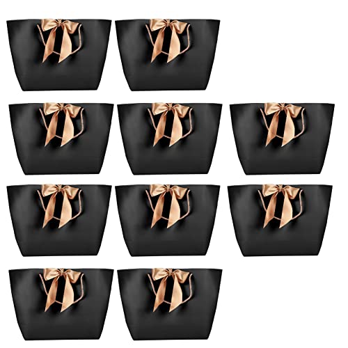 Cocoarm Vielseitige Schwarze Papptaschen mit Goldenem Griff, 5 Größen zu Wählen, Geeignet für Einzelhandel/Partys/Hochzeit Willkommen, für Schmuck Make -up -Kleidung Geschenke (Nr. 1/21 Obere Breite von Cocoarm