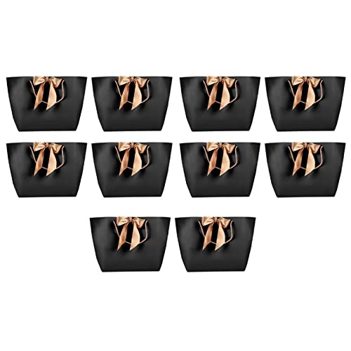 Cocoarm Vielseitige Schwarze Papptaschen mit Goldenem Griff, 5 Größen zu Wählen, Geeignet für Einzelhandel/Partys/Hochzeit Willkommen, für Schmuck Make -up -Kleidung Geschenke (Nr. 2/28 obere Breite von Cocoarm