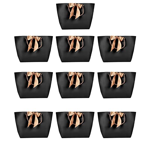 Cocoarm Vielseitige Schwarze Papptaschen mit Goldenem Griff, 5 Größen zu Wählen, Geeignet für Einzelhandel/Partys/Hochzeit Willkommen, für Schmuck Make -up -Kleidung Geschenke (Nr. 4/42 obere Breite von Cocoarm
