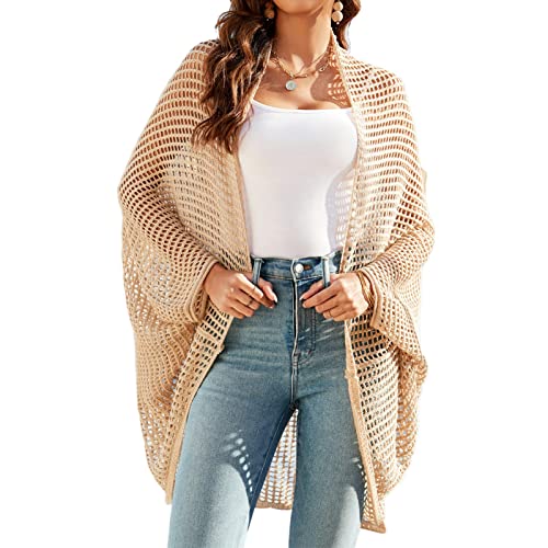 Damen Bikini Cover Up Sommer Strand Cardigan Pareos Hollow Out Strandponcho Knitted Swimsuits Coverup (XL) von Cocoarm