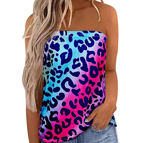 Damen Sommer Sexy Tube Top Schulterfrei Ärmellos Oberteile Trägerlos Bandeau Boob Bluse Shirt Strand Weste Bandeautop Schlauchshirt(XL-Nr.2) von Cocoarm