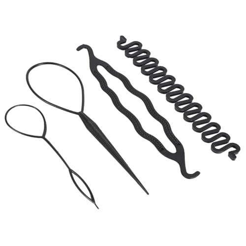 Haar Styling Zubehör Set, Dutt Maker Haar Zopf Werkzeug Haar Dutt Maker Flechten Styling Scheibe Twist Werkzeuge Zubehör 3 Arten für Mädchen oder Frauen (Nr. 1 4PCS) von Cocoarm