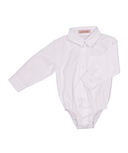 Cocolina Body Hemd Baby Jungen festlicher Body Hemd langarm weiß blau (weiß, 68) von Cocolina