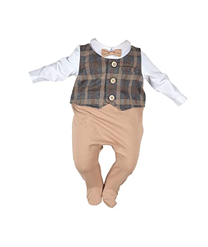 Cocolina4kids Baby Anzug beige Overall Taufanzug Taufstrampler Baby Jungen Strampler festlich (56) von Cocolina4kids