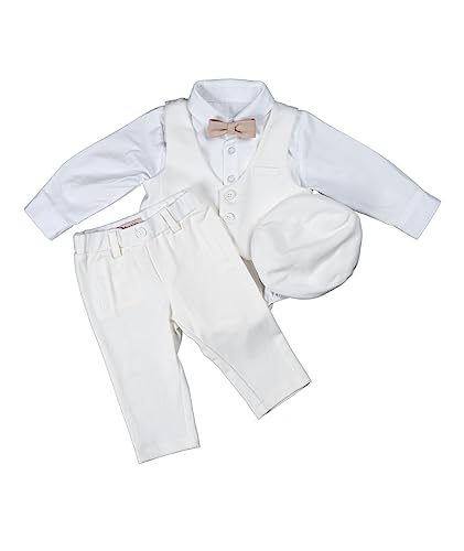 Cocolina4kids Baby Jungen Anzug Taufanzug Hell Blau Festanzug Taufset Taufoutfit Anzug Langarm Taufe (ivory, 62) von Cocolina4kids