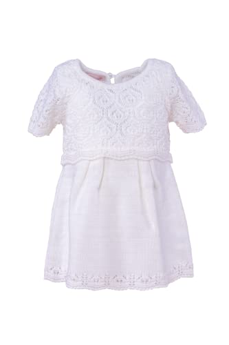 Cocolina4kids Baby Mädchen Strickkleid Kleid Taufkleid Festkleid weiß Blumenmädchen Kleid (0-3 Monate) von Cocolina4kids