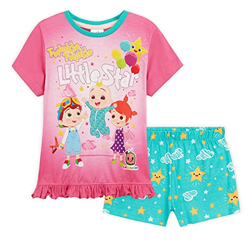 Cocomelon Schlafanzug Mädchen Kurz, Pyjama Mädchen, 86-110 (Rosa, 3-4 Jahre) von CoComelon