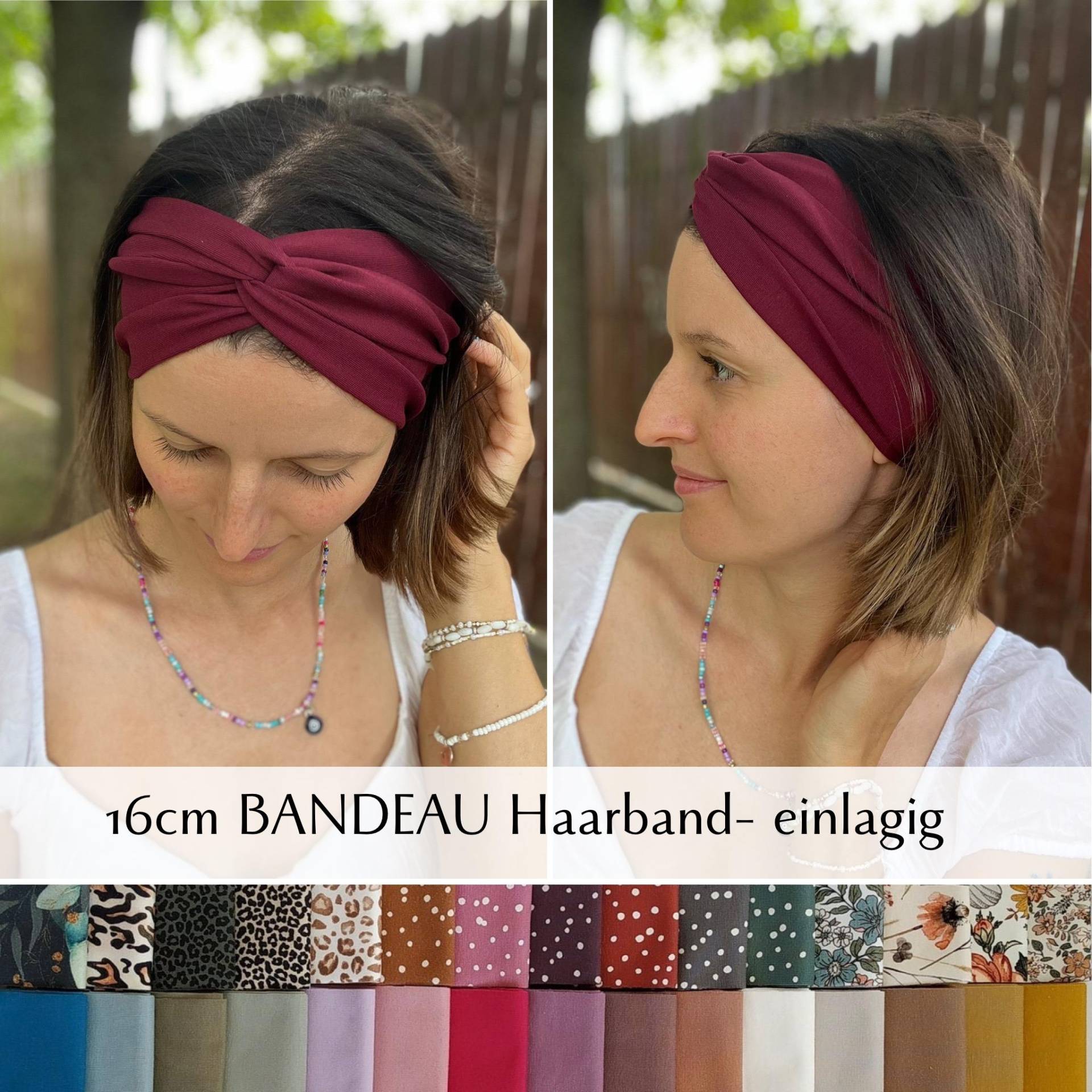 16cm Breites Bandeau Haarband Maßgefertigt in Vielen Farben, Leichtes Dünnes Sommer Haarband, 2 Tragemöglichkeiten, Einlagig Nahtlos von CoconadHandmade
