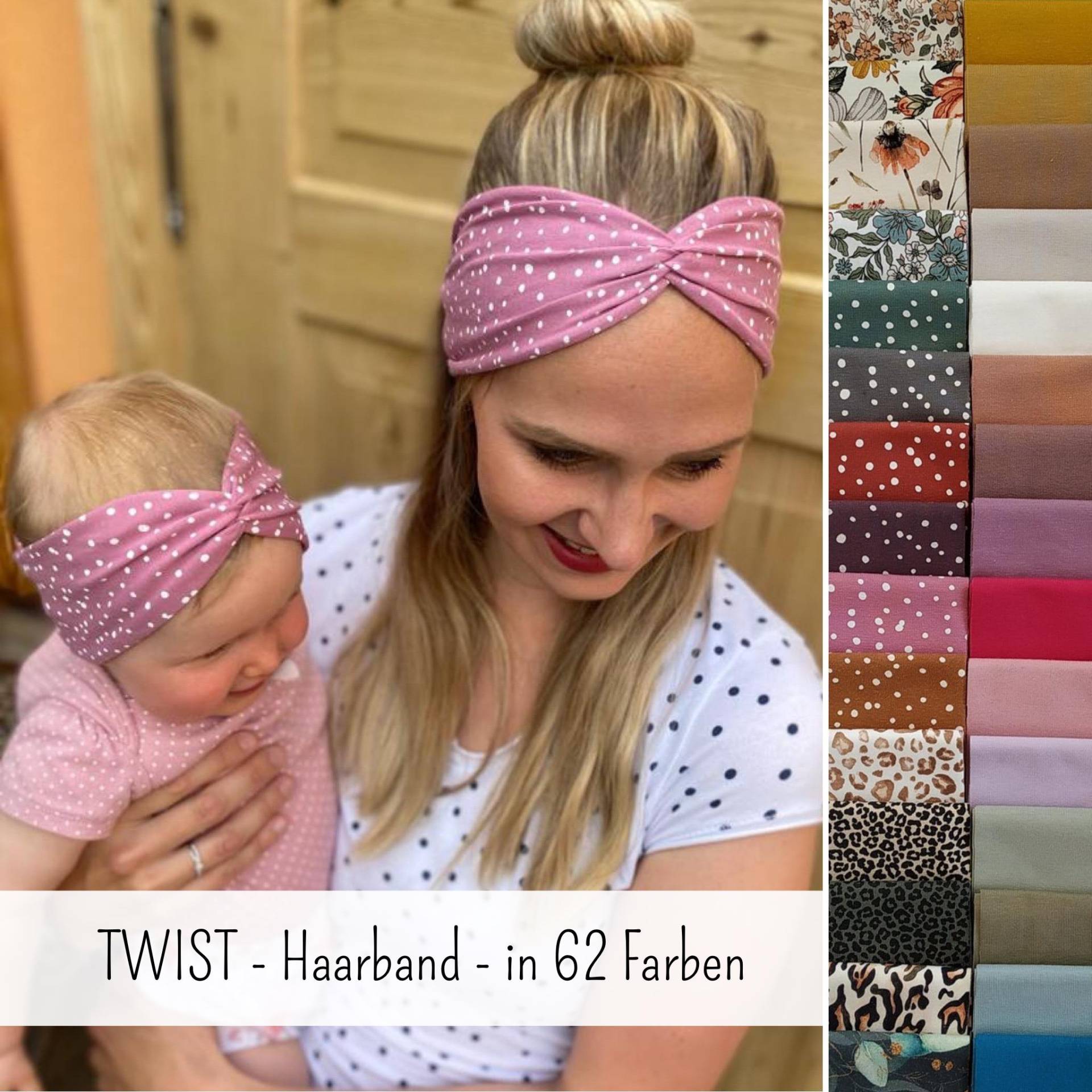 2Er Set Twist Haarband in Vielen Farben, Mutter Tochter Match, 2 Tragemöglichkeiten, Einlagig Nahtlos, Weihnachtsgeschenk, Nikolaus von CoconadHandmade