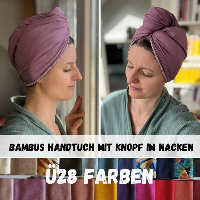 Bambus Handtuch Spa in Vielen Farben, Haartuch Chemotherapie, Zum Haare Ploppen, Bambushandtuch Mit Knopf, Artikel Nr. 1641807475 von CoconadHandmade