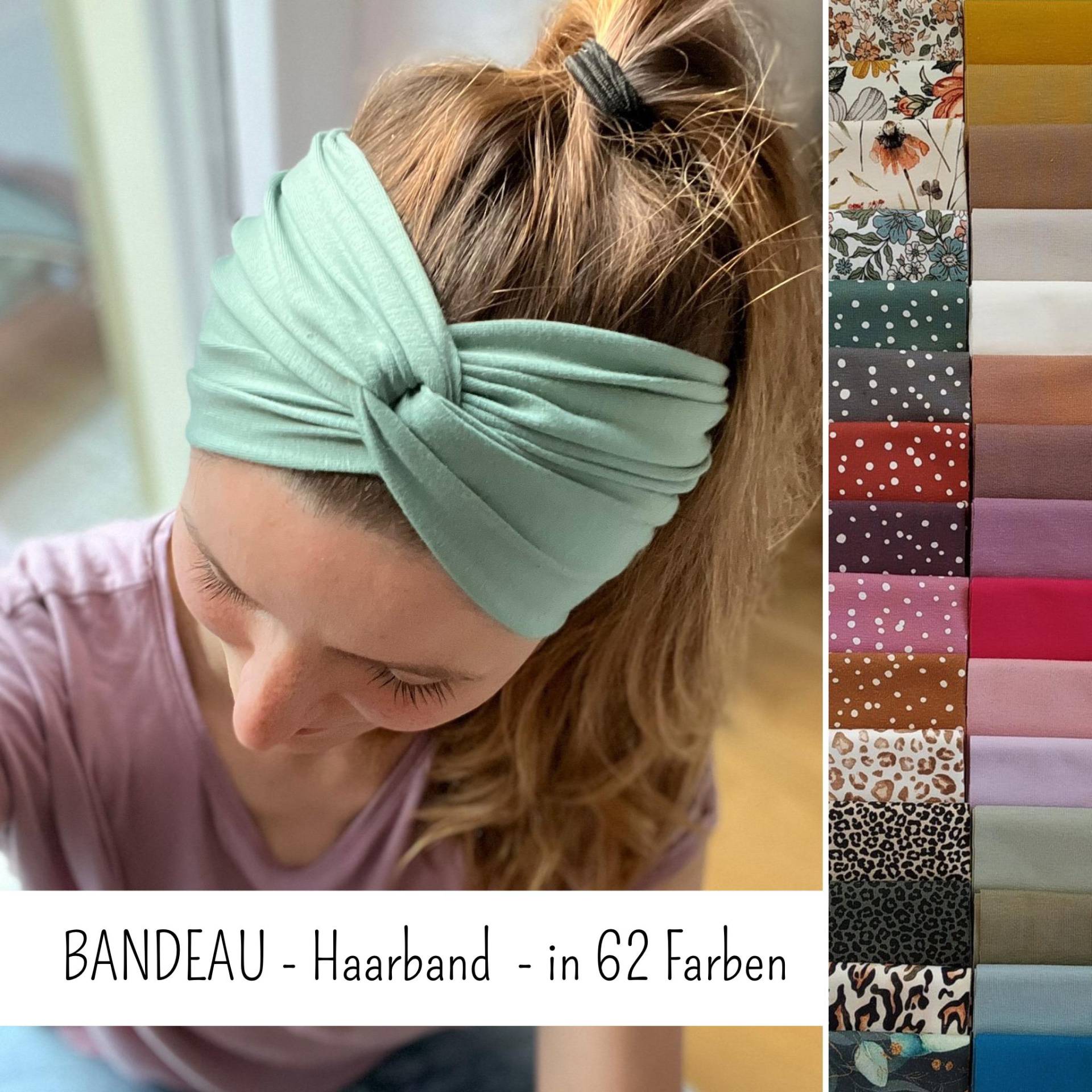 Bandeau Haarband in Vielen Farben Maßgefertigt, 2 Tragemöglichkeiten, Einlagig Nahtlos, Sport - Freizeit Stirnband, Artikel Nr. 1225813096 von CoconadHandmade