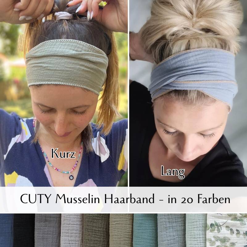 Cuty Musselin Bindehaarband in Kurz Oder Langer Länge, Vielen Farben, Bestseller Haarband Zum Selber Binden, Einlagig & Gesäumt von CoconadHandmade