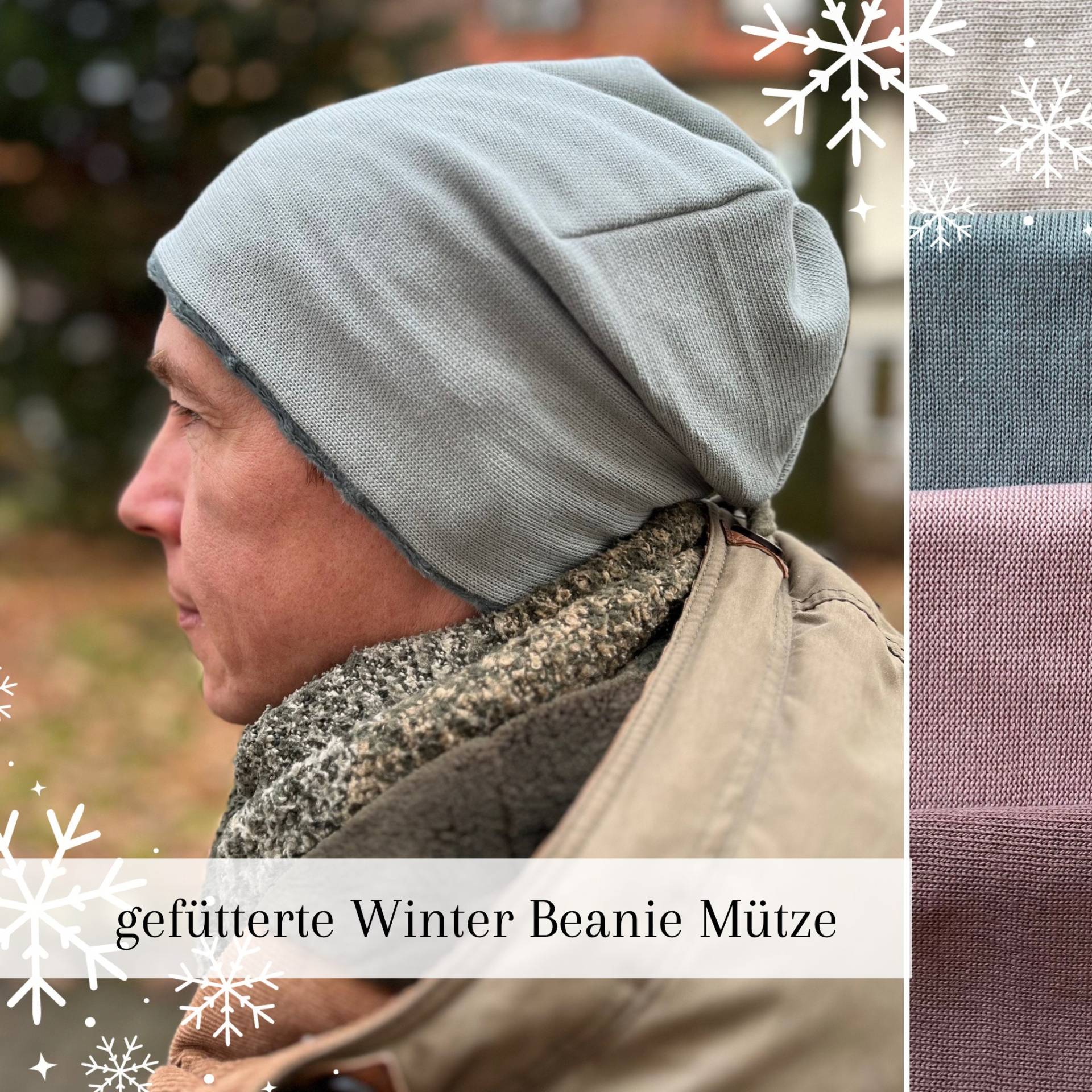 Gefütterte Winter Strick Beanie Mütze & Loopschal in 4 Farben Erhältlich, Maßanfertigung Für Jeden Kopf, Warm Und Kuschlig von CoconadHandmade