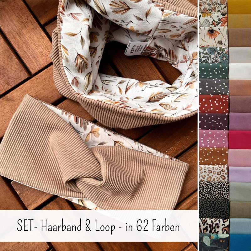 Signatur Set Haarband Und Loop, 1 - Oder 2-Farbig, Gestalte Dein Design Selbst Xxl Farbauswahl & Maßanfertigung, Artikel Nr. 1779208924 von CoconadHandmade