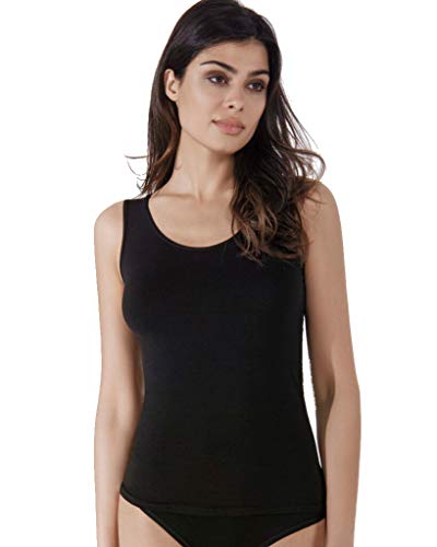 Coconuda| 3er-Pack Damen-Tanktop aus Baumwolle, breite Schultern und schmale Schultern, Elegantes Tank-Top für Damen, Baumwolle, Unterwäsche für Damen, Schwarz von Coconuda