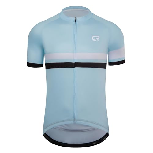 Coconut Ropamo CR Herren-Radtrikot, kurzärmelig, Rennrad-Shirt mit 3 + 1 Reißverschlusstaschen, atmungsaktiv, schnell trocknend, Hell, blau, XL von Coconut Ropamo