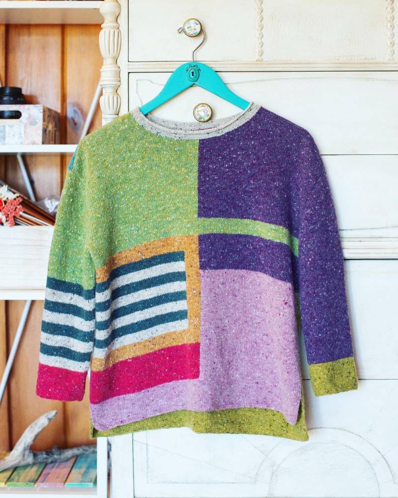 Colorblock-Pullover „Love Story"/Damenpullover Wollpullover Patchwork-Pullover Größe M von CocoonHMS