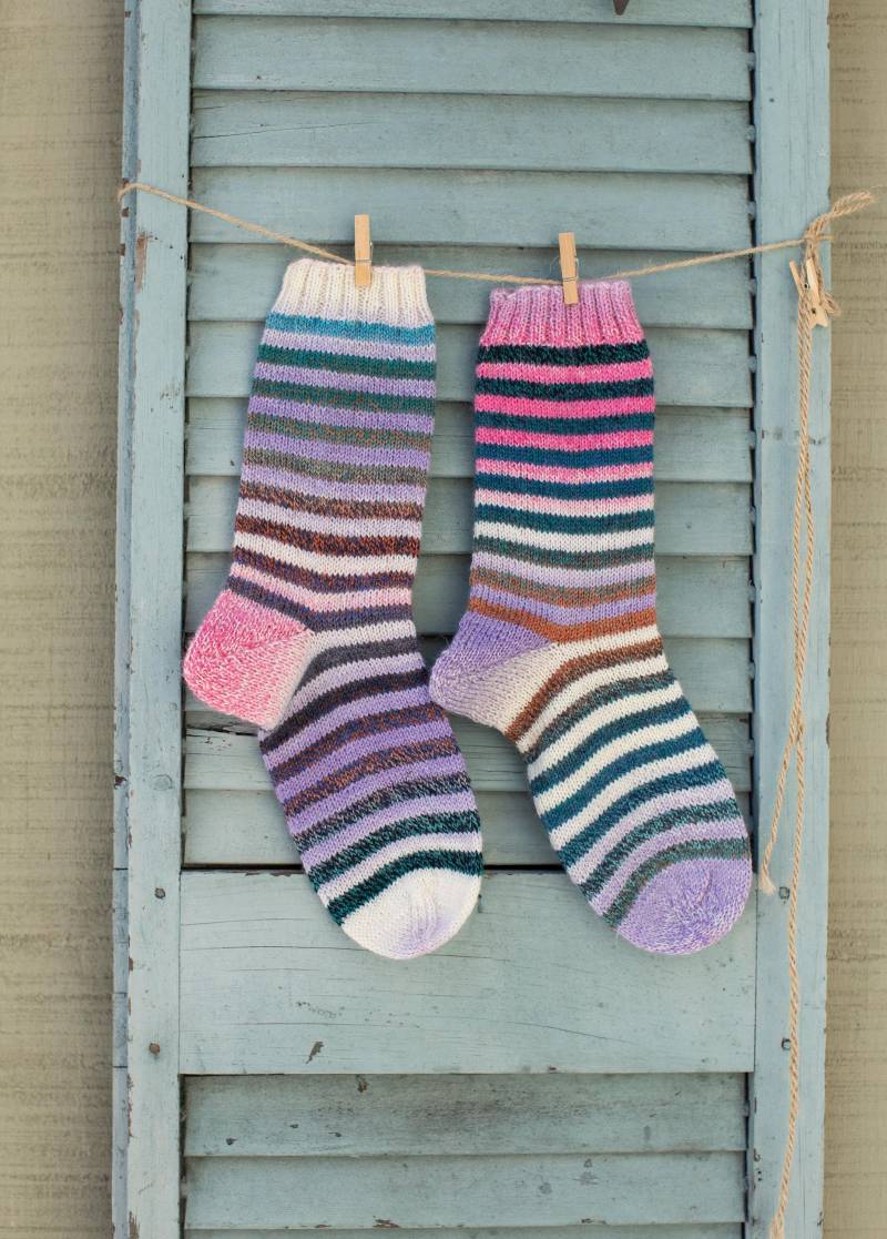 Gestreifte Socken/Handgestrickte Wollsocken Größe 6, 7 von CocoonHMS