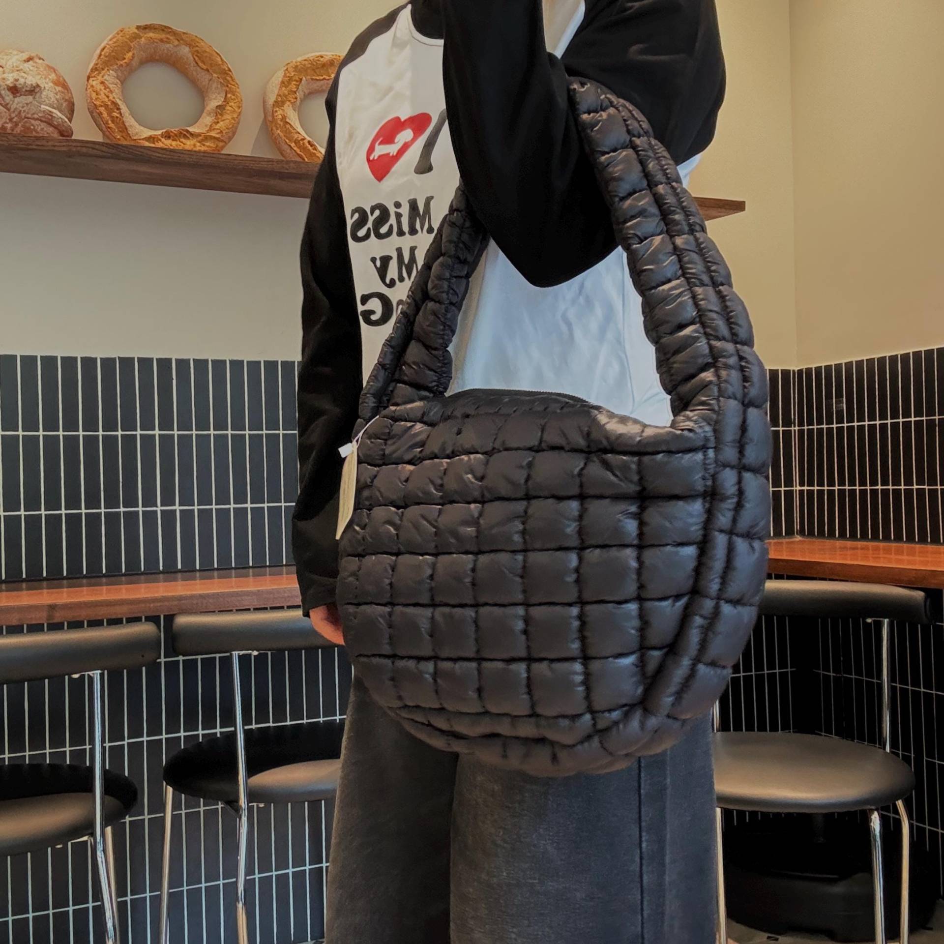 Quilted Puffer Tote Bags For Women, Lightweight Padding Shoulder Bag, Satchel Handbag, Zip Holiday Gifts von CocopopTasche