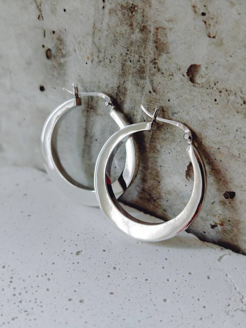 Chunky Creolen Aus 925 Silber, Breite Statement Hoops, Handgefertigte Ohrringe von CocosyBerlin