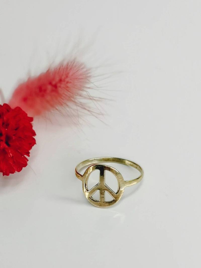 Peace Ring Aus Messing Gold, & Love Fingerring, Messingring Gold von CocosyBerlin