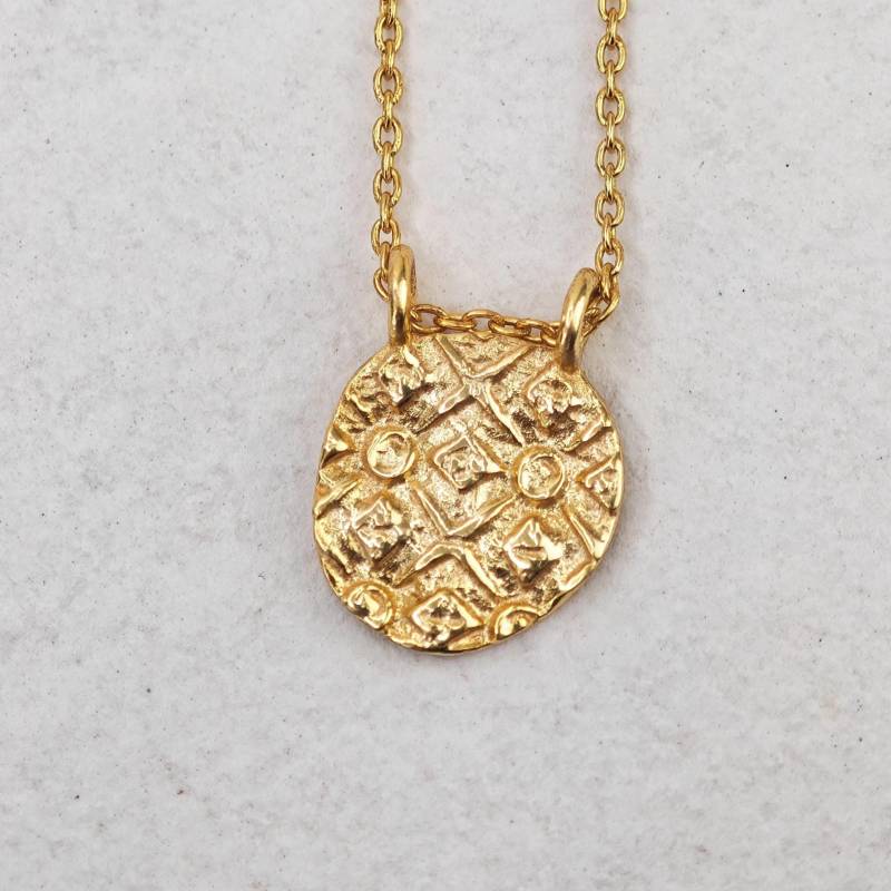 Medaillon Kette Aus 925 Silber Vergoldet, Kettenanhänger 14K Plättchenkette Gold Medaillon Kette Aus 925 Silber Vergoldet, Kettenanhänger 14K Plättchenkette Gold von CocosyBerlin