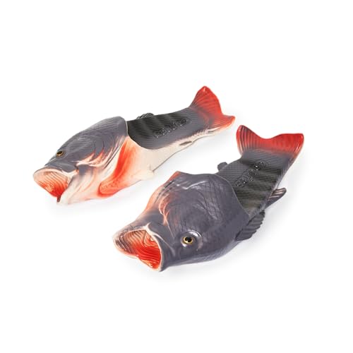 Coddies Fisch Flops | Die originalen Fisch-Schlappen | Witziges Geschenk, Unisex Sandalen, Barsch Schlappen, Pool-, Strand- & Duschschuhe | Männer, Frauen & Kinder (38/39 EU Schwarz) von Coddies