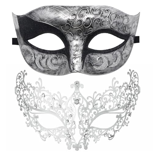 Coddsmz Venetian Party Maske für Paare, Metall & Kunststoff, Karneval, Halloween, Medium Coddsmz Venetian Party Maske für Paare, Metall & Kunststoff, Karneval, Halloween, Medium von Coddsmz