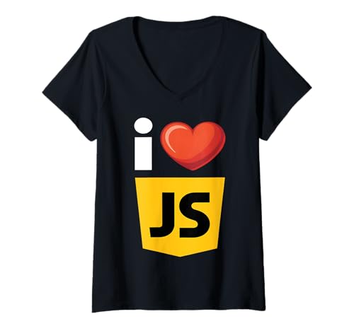 Damen Ich liebe JavaScript-Entwickler T-Shirt mit V-Ausschnitt Damen Ich liebe JavaScript-Entwickler T-Shirt mit V-Ausschnitt von Code Apparel