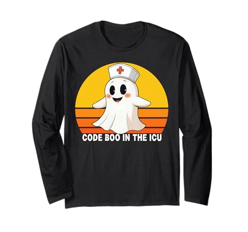 Code Boo In The ICU Nurse Halloween-T-Shirt für Damen Langarmshirt von Code Boo For You