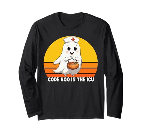 Code Boo In The ICU Nurse Halloween-T-Shirt für Damen Langarmshirt von Code Boo For You