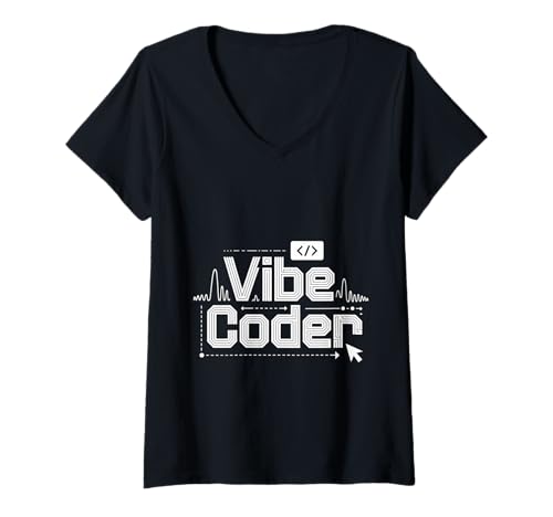 Damen Vibe Coder Softwareprogrammierer -Entwicklercodierung - T-Shirt mit V-Ausschnitt Damen Vibe Coder Softwareprogrammierer -Entwicklercodierung - T-Shirt mit V-Ausschnitt von Code Dev Hacker binär