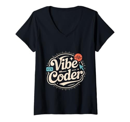 Damen Vibe Coder Softwareprogrammierer -Entwicklercodierung T-Shirt mit V-Ausschnitt Damen Vibe Coder Softwareprogrammierer -Entwicklercodierung T-Shirt mit V-Ausschnitt von Code Dev Hacker binär