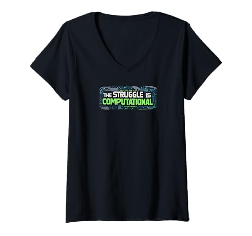 Damen Der Kampf ist computergestützte lustige Informatikdaten T-Shirt mit V-Ausschnitt Damen Der Kampf ist computergestützte lustige Informatikdaten T-Shirt mit V-Ausschnitt von Code crusaders unite