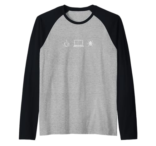 Coffee Laptop Bug Lustiger Programmier-Sketch Raglan Coffee Laptop Bug Lustiger Programmier-Sketch Raglan von Code & Debug Life