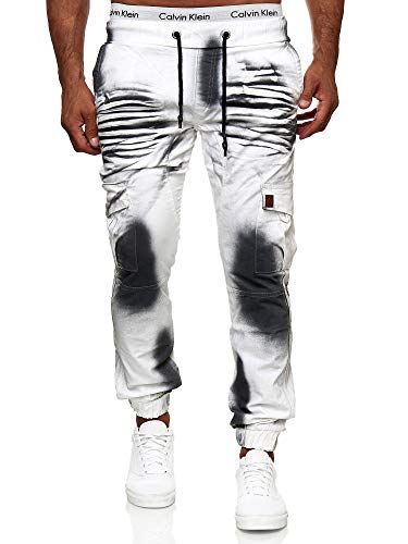 Code47 Designer Herren Jeans Hose Regular Skinny Fit Jeanshose Basic Stretch Chino Herrenjeans Herrenhose Trousers (Dirty White, 34) von Code47