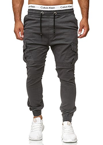 Code47 Herren Chino Jogg Jogger Jeans Slim Fit Cargo Stretch W29-W38 Anthrazit W32 L32 von Code47