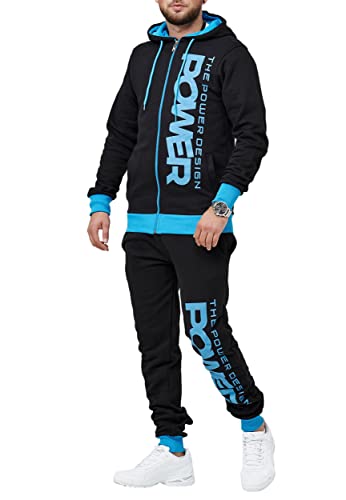 Code47 Herren Jogginganzug Sportanzug Fitness Jogging Traininganzug Freizeitanzug Fitnessanzug Gym Basic Design Jacke Hose Kapuze Sport Gym Männer JG-4115C Türkis M von Code47