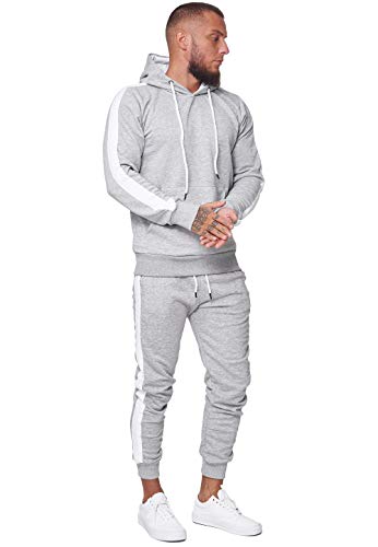 Code47 Herren Jogginganzug Trainingsanzug Männer Sportanzug Fitness Fitnessanzug Outfit Streetwear Jogginghose Hoodie-Sporthose Sportbekleidung Comfort Pullover Fit (XXL, Grau) von Code47