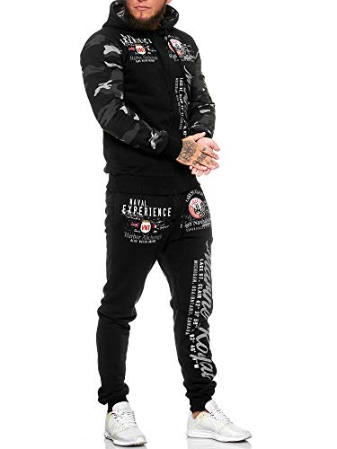 Code47 Herren Jogginganzug Trainingsanzug Sportanzug Fitness Streetwear JG-512 Schwarz Camouflage S von Code47