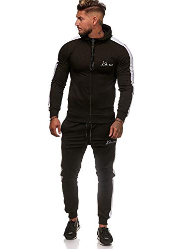 Code47 Herren Jogginganzug Trainingsanzug Sportanzug Jogginghose Hoodie-Sporthose Jogger Modell 3392 Schwarz XXL von Code47