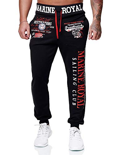 Code47 Herren Jogginghose Sporthose Männer Trainingshose Sweatpants Schwarz-rot M von Code47