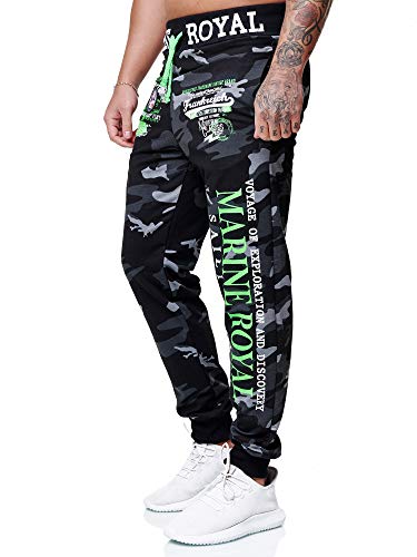 Code47 Herren Jogginghose Sporthose Männer Trainingshose Sweatpants Schwarzcamo-grün M von Code47