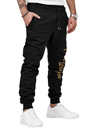 Code47 Herren Jogginghose Trainingshose Freizeihose Fitnesshose Basic Sport Fitness Gym Training Slim Fit Sweatpants JG-4113C Gold XL von Code47