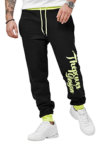 Code47 Herren Jogginghose Trainingshose Freizeihose Fitnesshose Basic Sport Fitness Gym Training Slim Fit Sweatpants JG-4113C Neon Gelb M von Code47