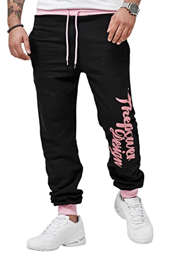 Code47 Herren Jogginghose Trainingshose Freizeihose Fitnesshose Basic Sport Fitness Gym Training Slim Fit Sweatpants JG-4113C Rosa L von Code47